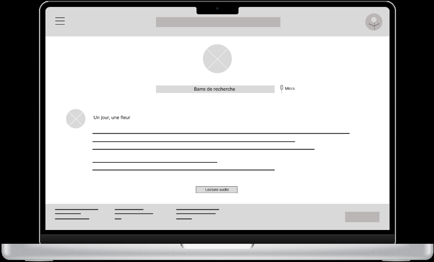 Prototype montrant la page d'accueil du site web responsive en version PC pour la fleur en voie de disparition